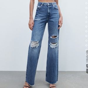 Zara High Rise Wide Leg Jeans